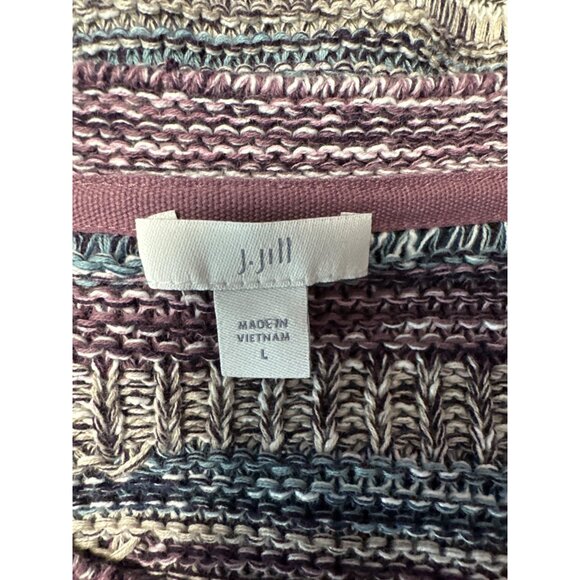 J.Jill Intarsia Mixed Texture Marled Cotton Blend Crewneck Sweater Size L - Picture 5 of 8
